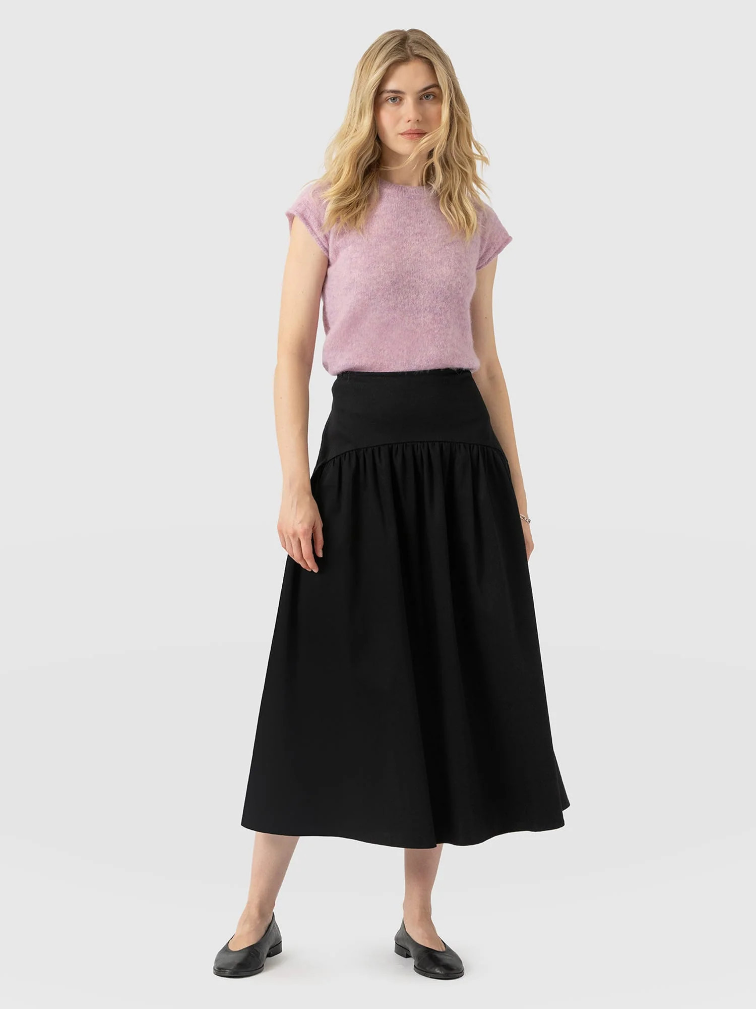 Indie Basque Waist Skirt - Black | Saint + Sofia UK
