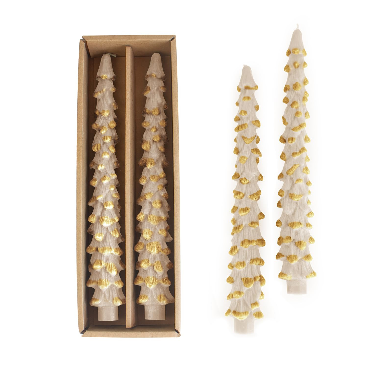 CANDWAX Ivory Gold Tapered Christmas Tree Tapers - 10 Inch Taper Candles Set of 2 - Unscented Smo... | Amazon (US)