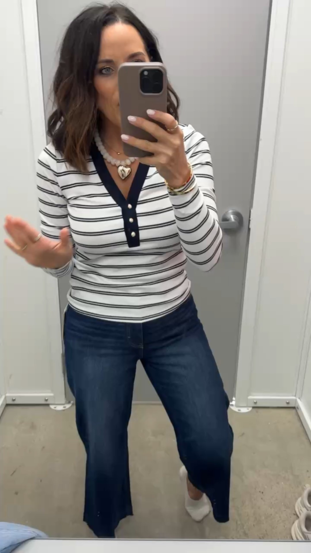 Such a good everyday Walmart outfit 🤍

These jeans have the cutest little hem detail at the bottom that makes them feel more elevated than a basic pair of denim. They’re easy to dress up or keep casual and would go with so many spring tops.

Paired it with this striped long sleeve from Walmart for a classic, effortless look that you can wear on repeat. Such a good affordable outfit combo. Linking both pieces here ✨