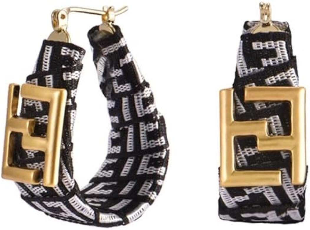 Chic Black and White Letter F Fabric Earrings for Women- Lightweight Alphabet Earrings Birthday G... | Amazon (US)