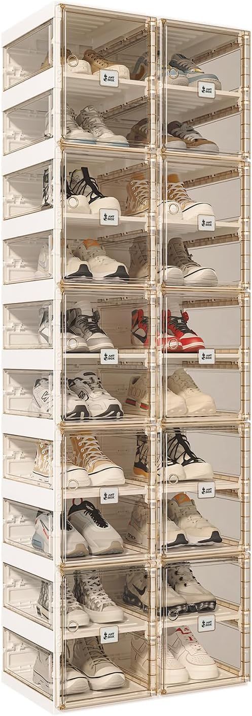 ANTBOX Foldable Shoe Rack,Shoe Organizers for Closet Plastic Shoe Storage Box for Entryway,Living... | Amazon (US)