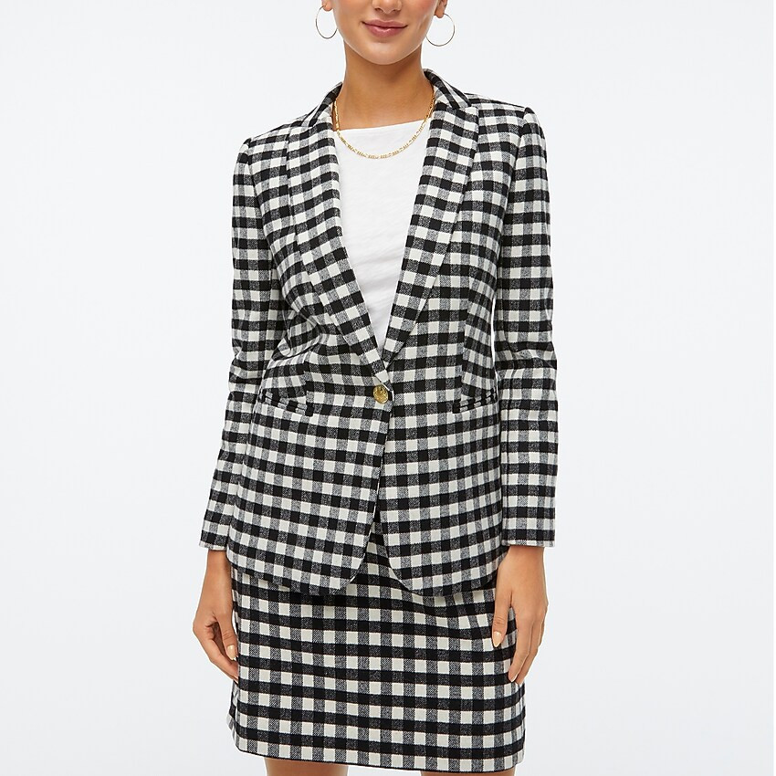 Wool-blend one-button blazer in buffalo check | J.Crew Factory