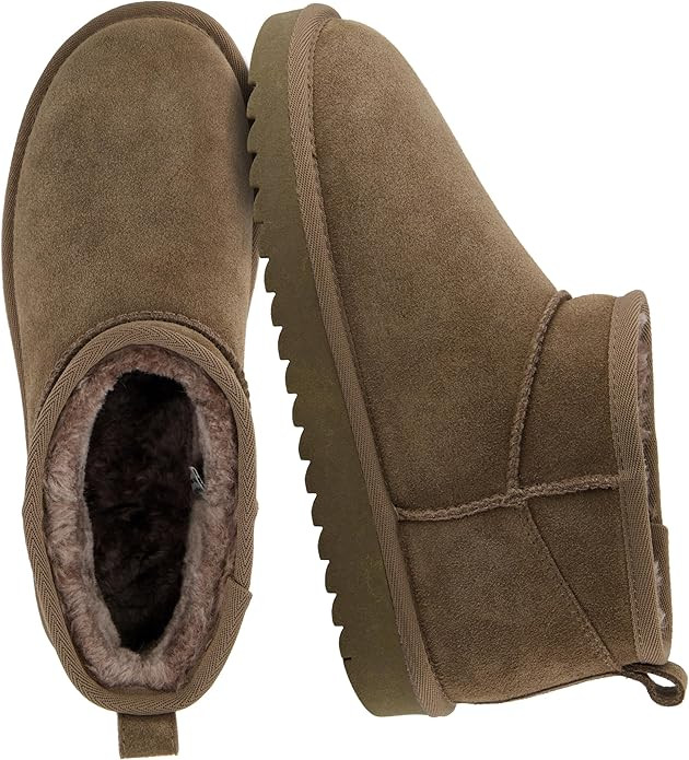 CUSHIONAIRE Hip 2 Genuine Suede Ankle Boots for Women, Cozy Faux Shearling Lining Pull On Winter ... | Amazon (US)