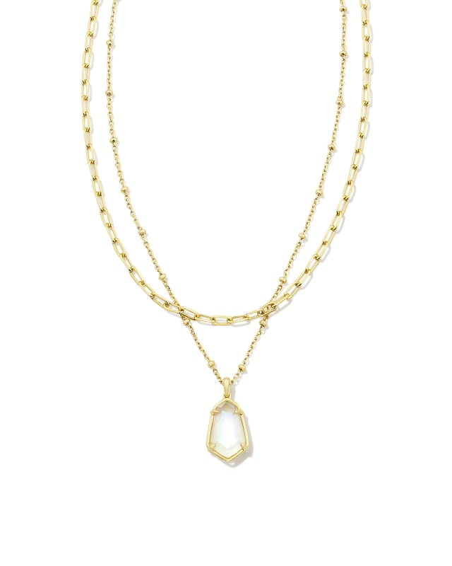 Alexandria Gold Multi Strand Necklace in Iridescent Clear Rock Crystal | Kendra Scott | Kendra Scott