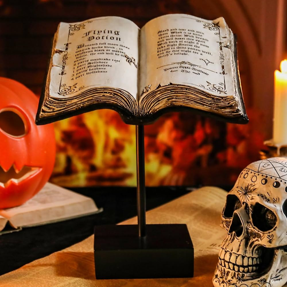 WONDER GARDEN Halloween Decorations Indoor Resin Halloween Spell Book Table Decorations Witch Spe... | Amazon (US)