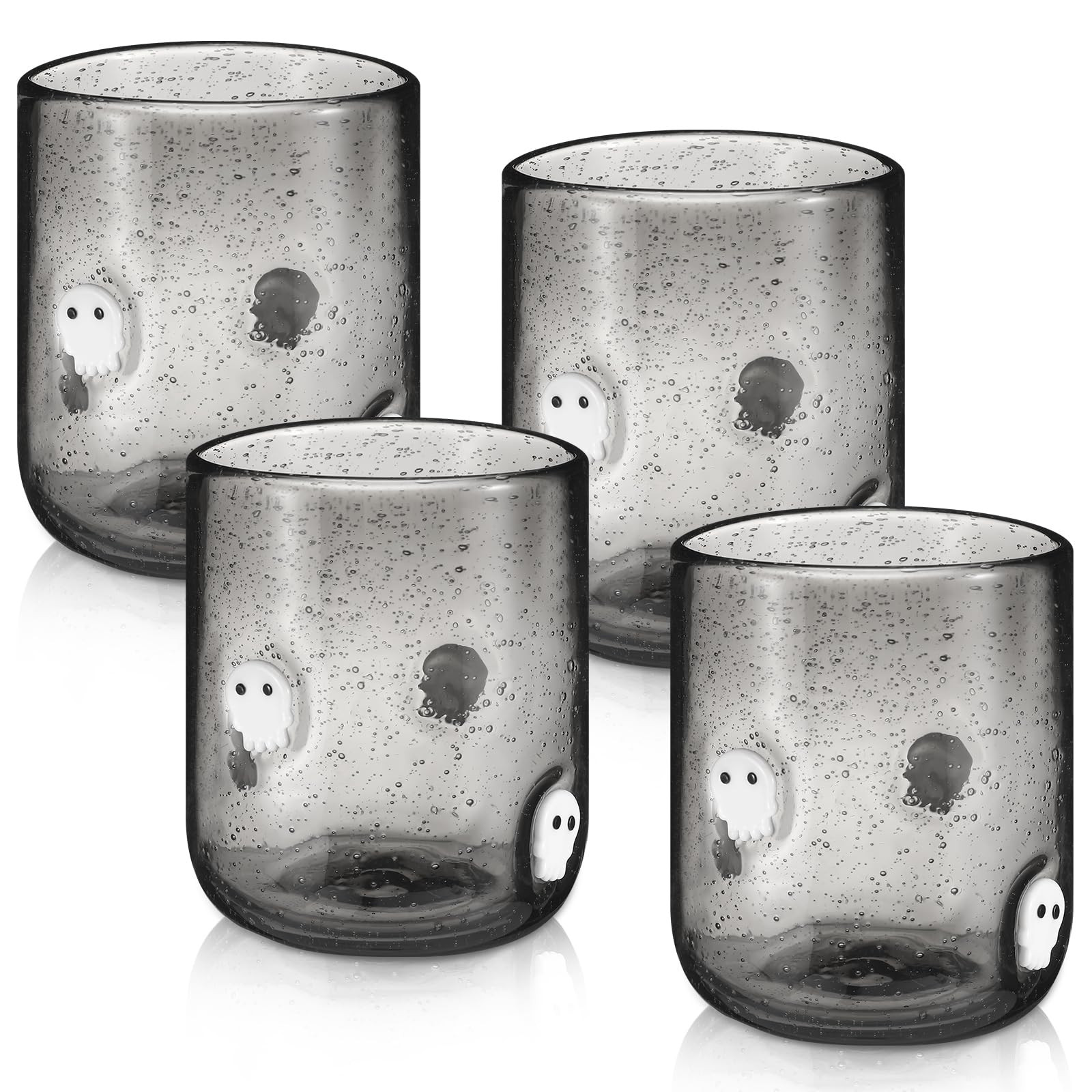 4 PCS Halloween Icon Juice Glasses Cup Set - Black Skull Stemless Drinking, Wine, Water, Coffee G... | Amazon (US)
