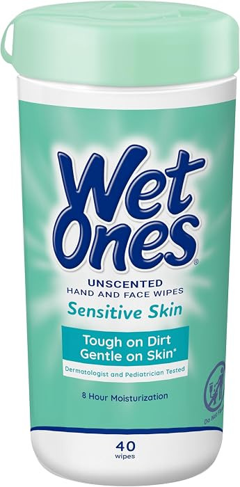 Wet Ones Hand and Face Wipes, Unscented | Wet Ones Sensitive Skin Wipes for Hands and Face, 40 ct... | Amazon (US)
