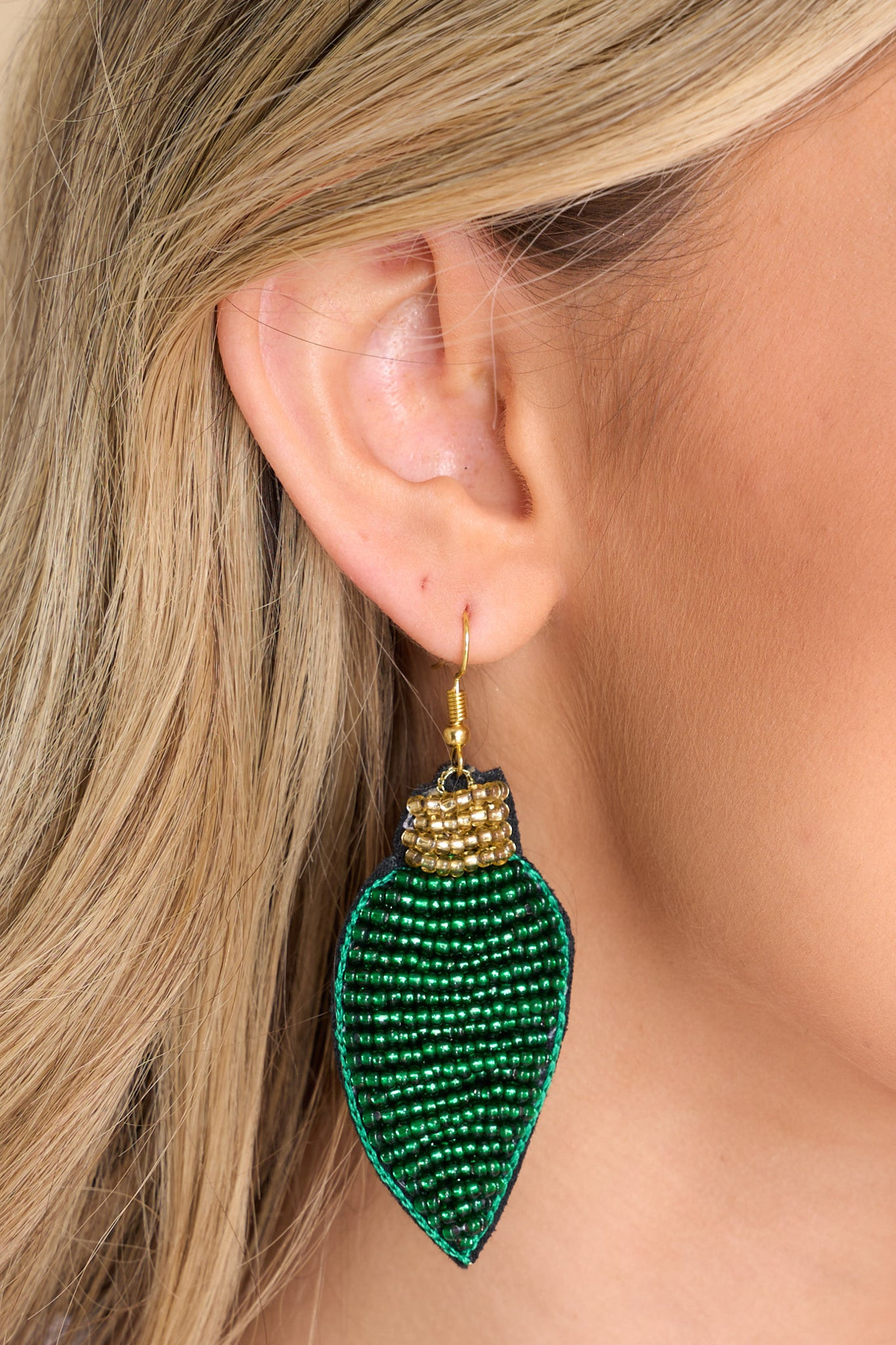 With A Light Heart Green Earrings | Red Dress 