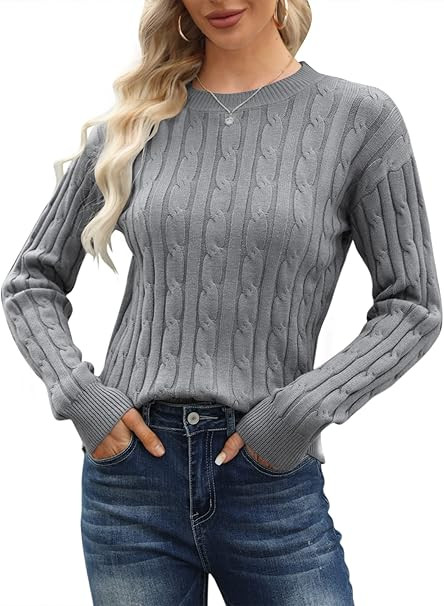 Runcati Pullover Damen Strickpullover Winter Rundhals Classic Fit Einfarbig Langarm Warm Casual L... | Amazon (DE)