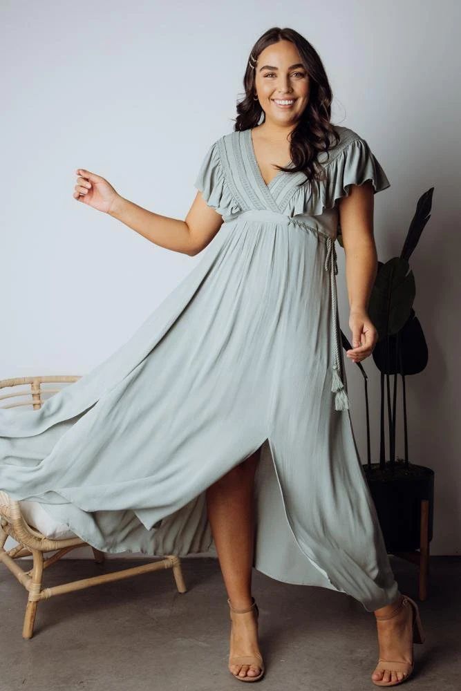 Jennifer Deep V Maxi Dress | Sage | Baltic Born