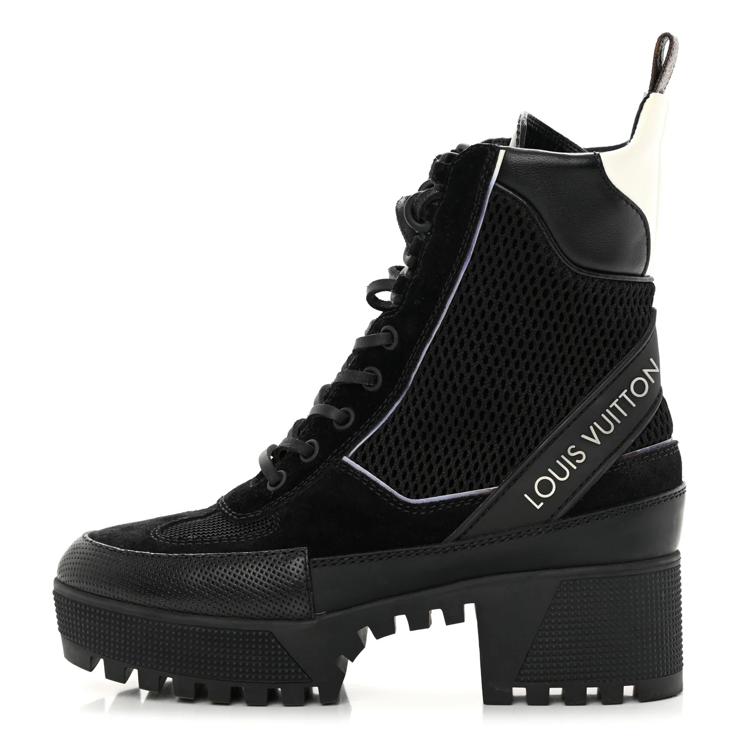 Suede Calfskin Mesh Logo Laureate Platform Desert Boots 36 Black | FASHIONPHILE (US)