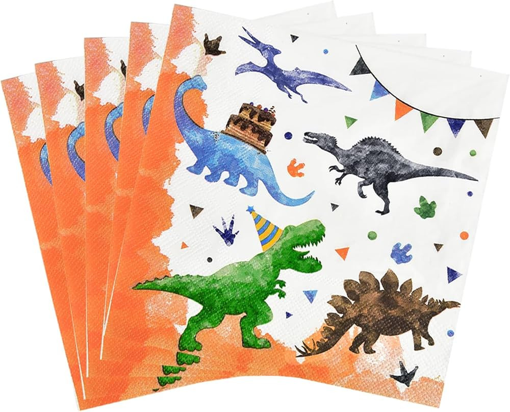 WERNNSAI Watercolor Dinosaur Party Supplies - 50 PCS Dinosaur Birthday Party Decorations for Boys... | Amazon (US)