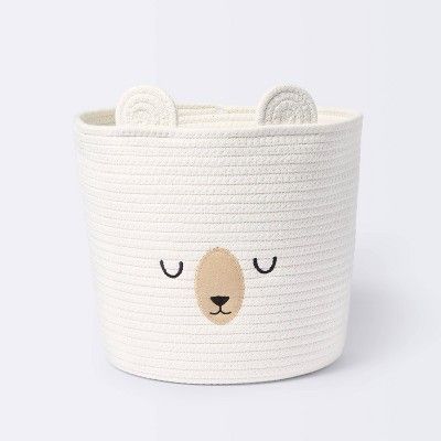 Medium Coiled Rope Round Basket Sleepy Bear - Cream - Cloud Island™ | Target