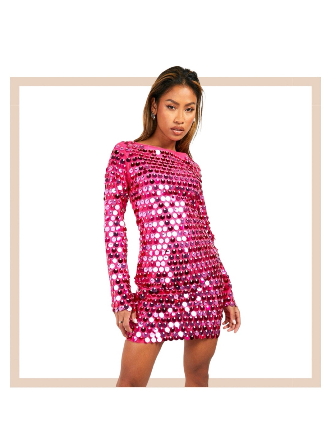 Disc Sequin Dress Pink Iridescent Pink Sequin Disc Festival Dress Perth  Sequin Pink Dress | PrettyLittleThing USA
