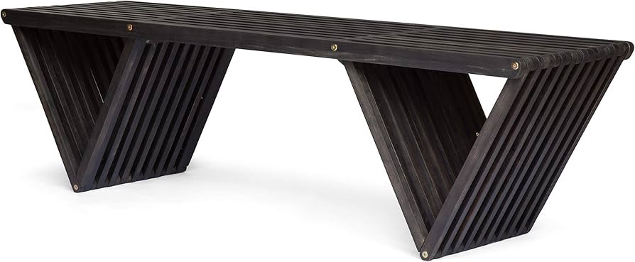 Christopher Knight Home Esme Outdoor Acacia Wood Bench, Dark Gray Finish | Amazon (US)