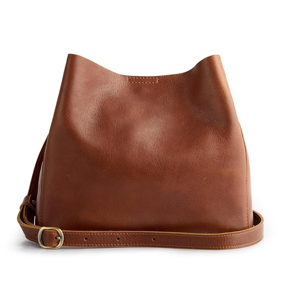 S-ZONE Full Grain Leather Crossbody Bags for Women Shoulder Bag Butterfly Bucket Purses | Amazon (US)