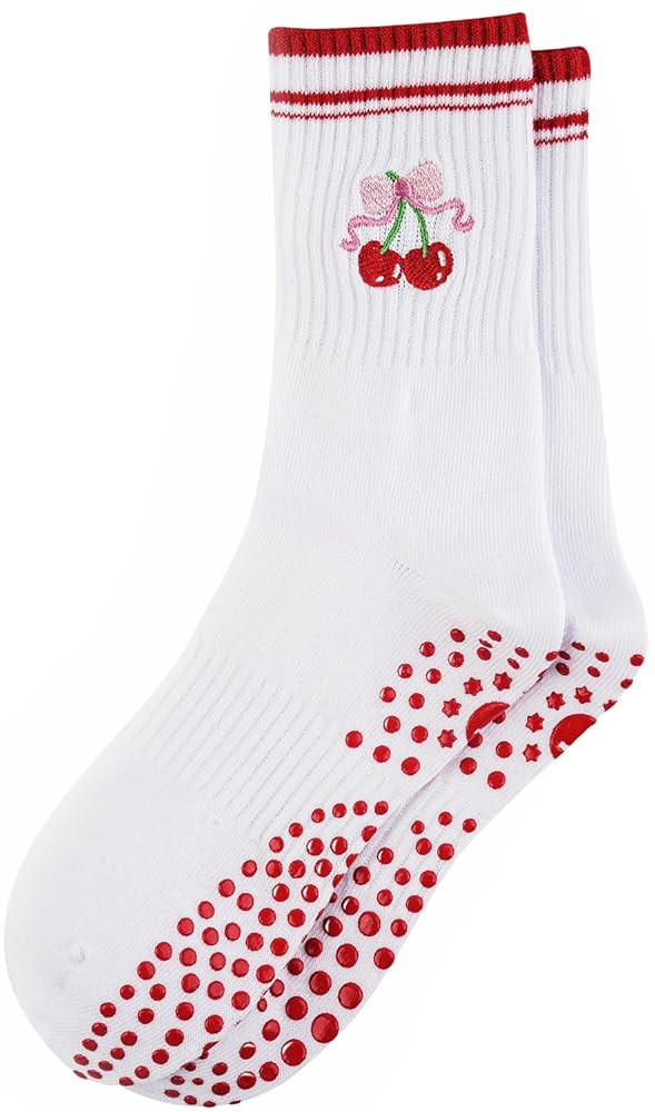 Pilates Socks for Women, Grip Yoga Crew Cute Socks Gifts for Women Non Slip for Barre Workout wit... | Amazon (US)