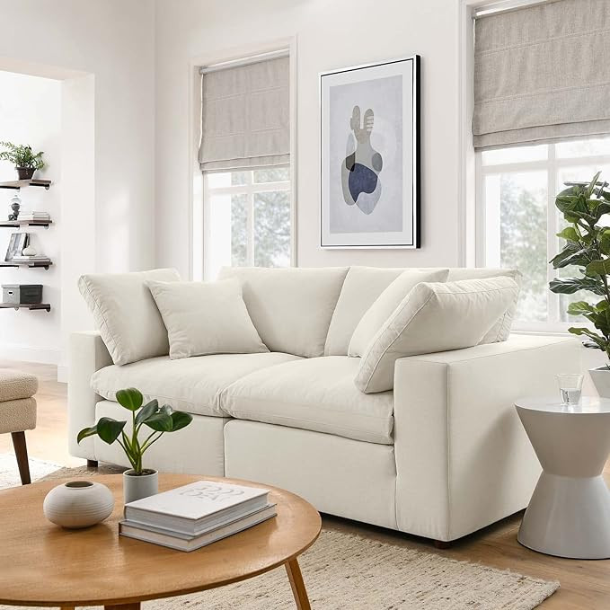 Modway Commix Down-Filled Overstuffed Upholstered Loveseat in Light Beige | Amazon (US)