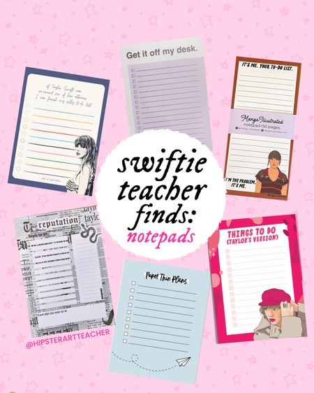 Swiftie teacher: notepads 📝 

Taylor swift teacher, teacher, Taylor swift, Swiftie, Taylor swift desk 

#LTKfindsunder50 #LTKhome #LTKworkwear