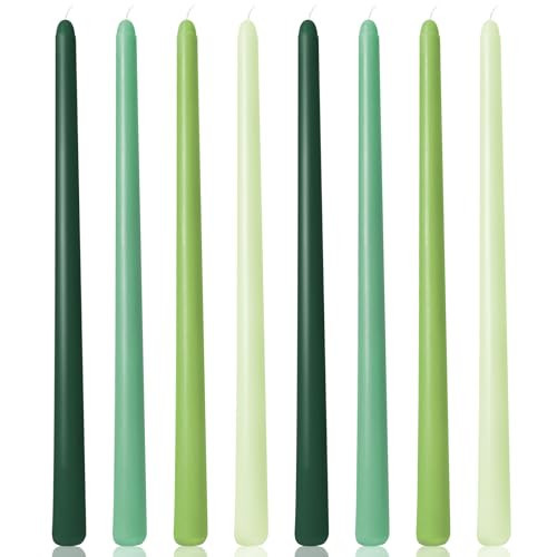 12 Inch Green Taper Candles for Christmas Home Decoration, 8 Pack Color-Gradient Candlesticks for Dinner Party Wedding Holiday Spring | Amazon (US)