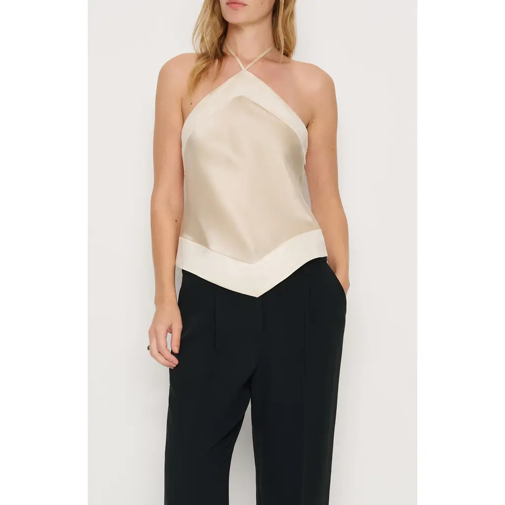 Reformation Jillian Halter Silk Top in Almond at Nordstrom, Size 10 | Nordstrom