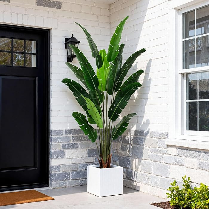 Artificial Bird of Paradise Plant 7 FT Fake Banana Leaf Plant Faux Tree Decor Large Fake Plants R... | Amazon (US)
