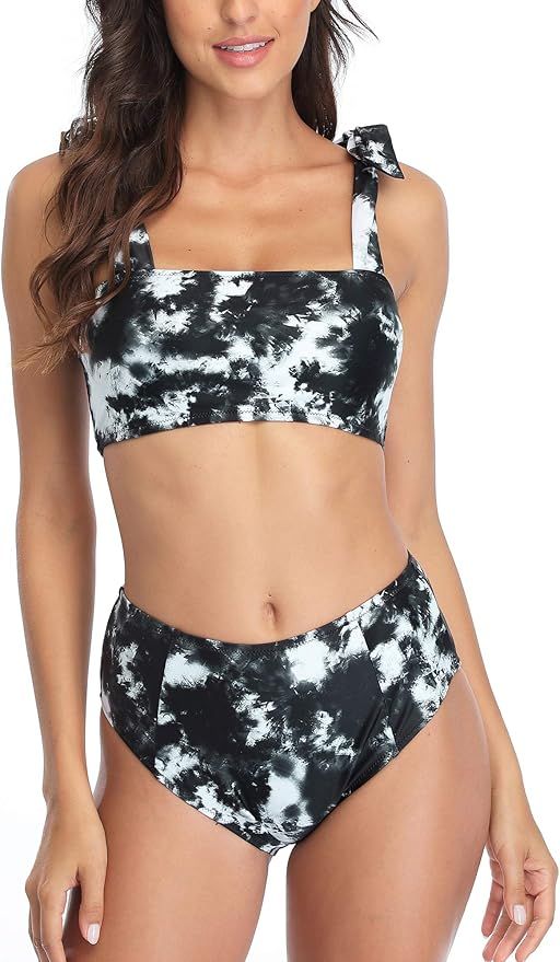 beautyin Womens Printed High Waisted Two Piece Bikini Swimwear Swimsuits Sets | Amazon (US)