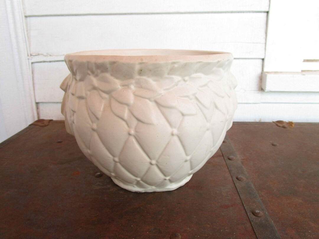 Large Mccoy 'tierra Cushion' Quilted Jardiniere an Off-white Matte Glaze 7 1/2 Tall Planter Mccoy... | Etsy (US)