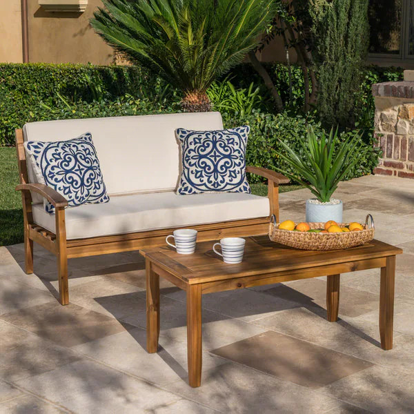 Peyton Outdoor 2-pc. Acacia Loveseat and Coffee Table Set by Christopher Knight Home | Bed Bath & Beyond