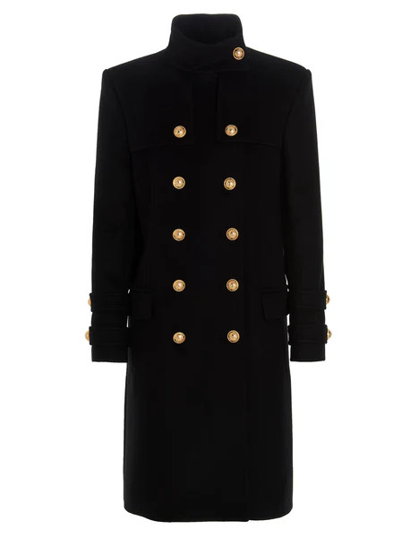 Balmain Double-Breasted Longline Coat | Cettire Global
