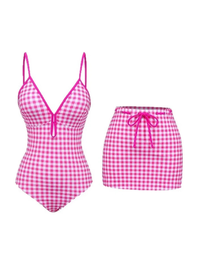 Ecqkame Women's One Shoulder Swimsuits Two-Piece Tummy Control Beach Vacation Bathing Suits Vinta... | Walmart (US)