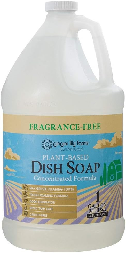 Ginger Lily Farms Botanicals Plant-Based Liquid Dish Soap, Concentrated Formula with Max Grease C... | Amazon (US)