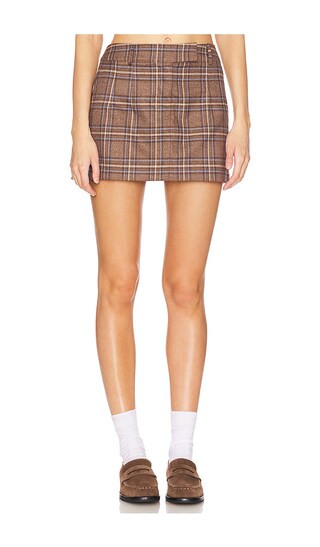 Leah Mini Skirt in Brown Plaid Multi | Revolve Clothing (Global)