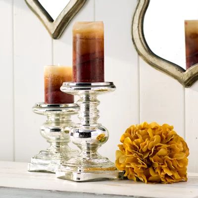 2 Piece Small Glass Tabletop Candlestick Set Kelly Clarkson Home | Wayfair North America