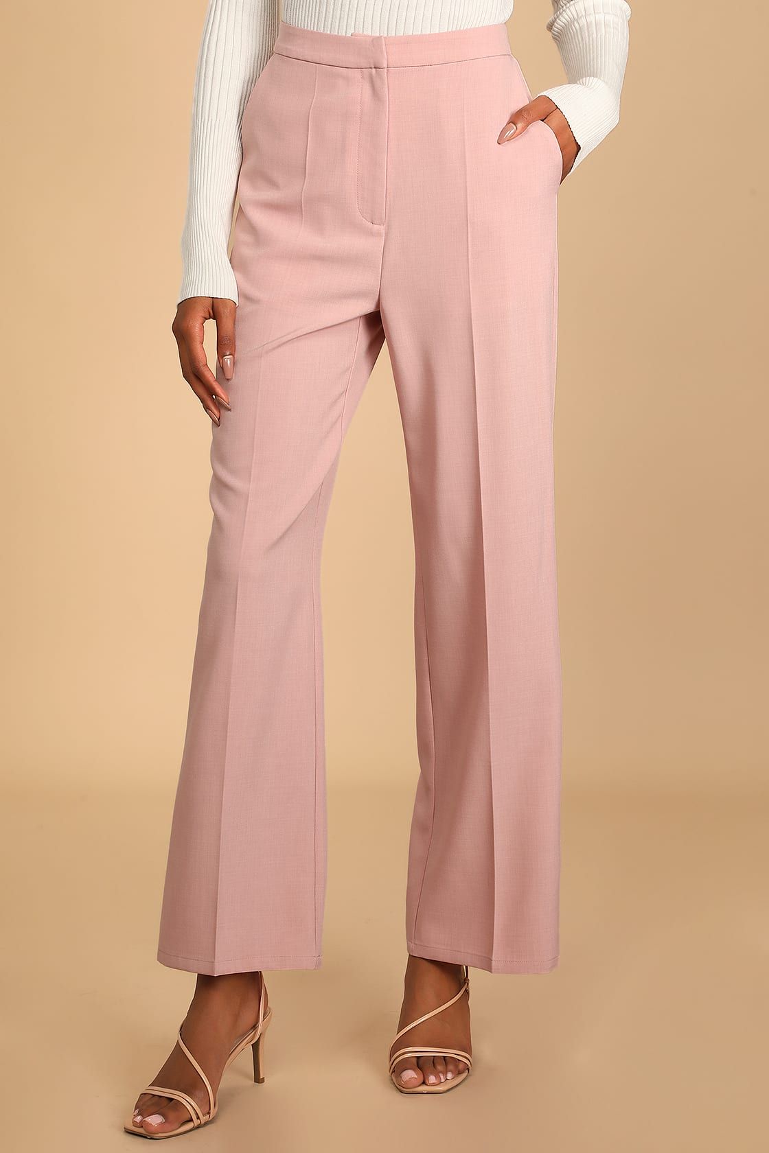 Boss Behavior Blush Pink High-Waisted Wide-Leg Pants | Lulus (US)