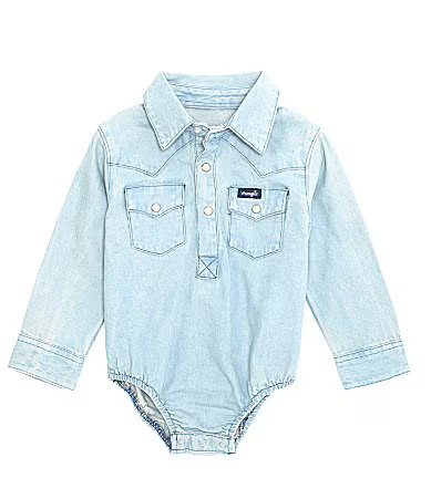 Wrangler� Baby Boys Newborn-24 Months Long Sleeve Faded Western-Style Bodysuit - 0/3 Months | Dillard's