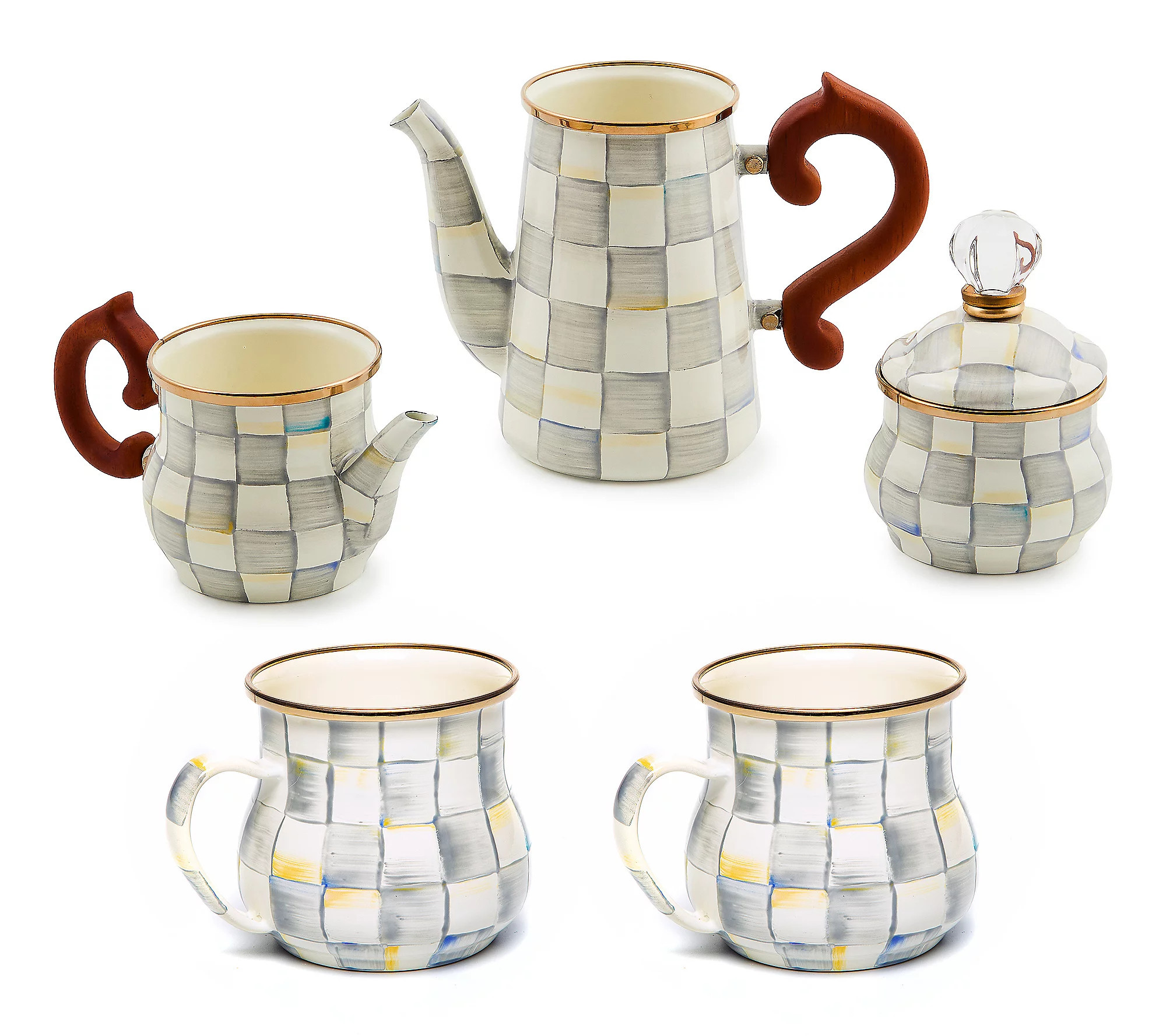 MacKenzie-Childs Stack Coffee Service and Set 2 Mugs | QVC