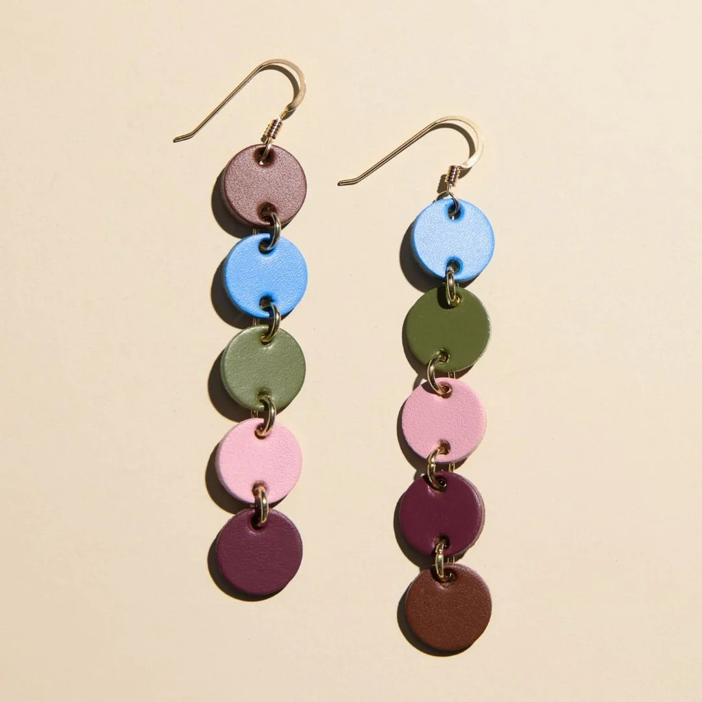 Fall Multicolor Sylvie Leather Dangle Earrings | Nickel and Suede