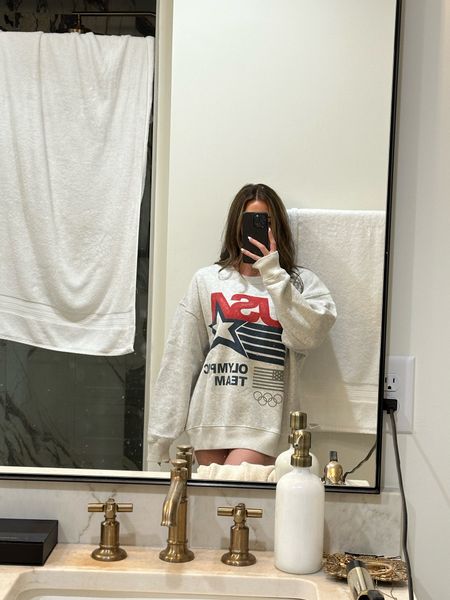 Abercrombie oversized Olympic team USA sweatshirt. Obsessed!! So comfy, thick, cozy and perfect for lounging, sleeping, etc. I ordered a large because I love the oversized fit! 

#LTKFindsUnder100 #LTKStyleTip