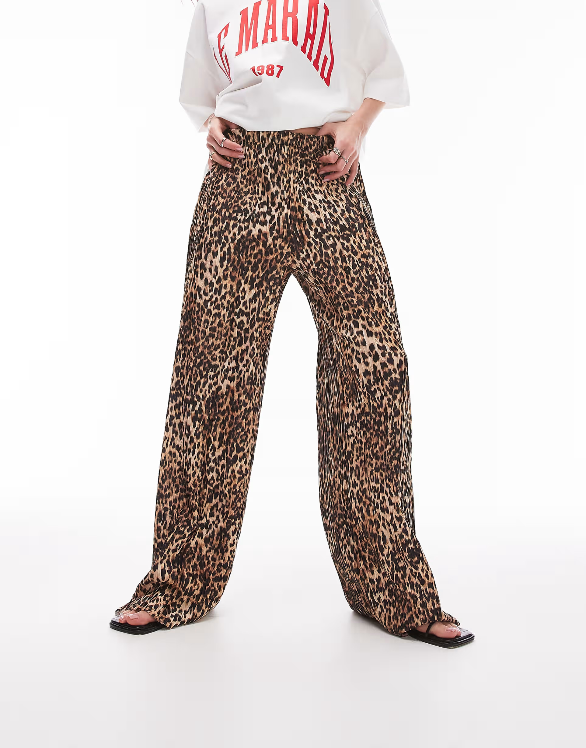 Topshop leopard print plisse trouser | ASOS (Global)