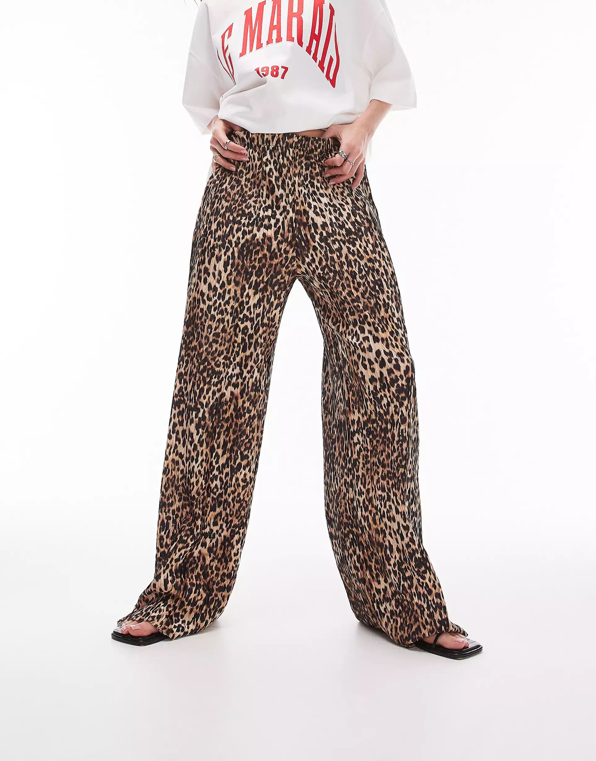 Topshop leopard print plisse trouser | ASOS | ASOS (Global)