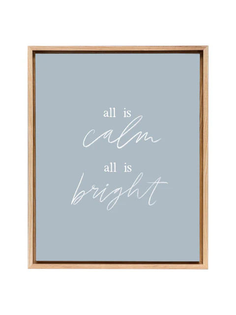 All is calm, all is bright | Dusty Blue | Canvas | Lindsay Letters, LLC