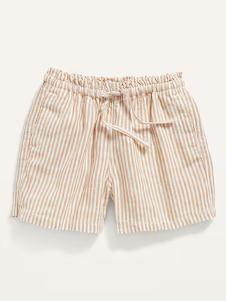 Functional Drawstring Linen-Blend Paperbag-Waist Pull-On Shorts for Toddler Girls | Old Navy (US)