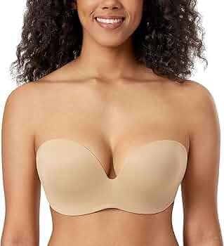 DELIMIRA Women's Strapless Bra Plunge Push Up for Big Busted Seamless Slightly Lined Support Lift... | Amazon (US)