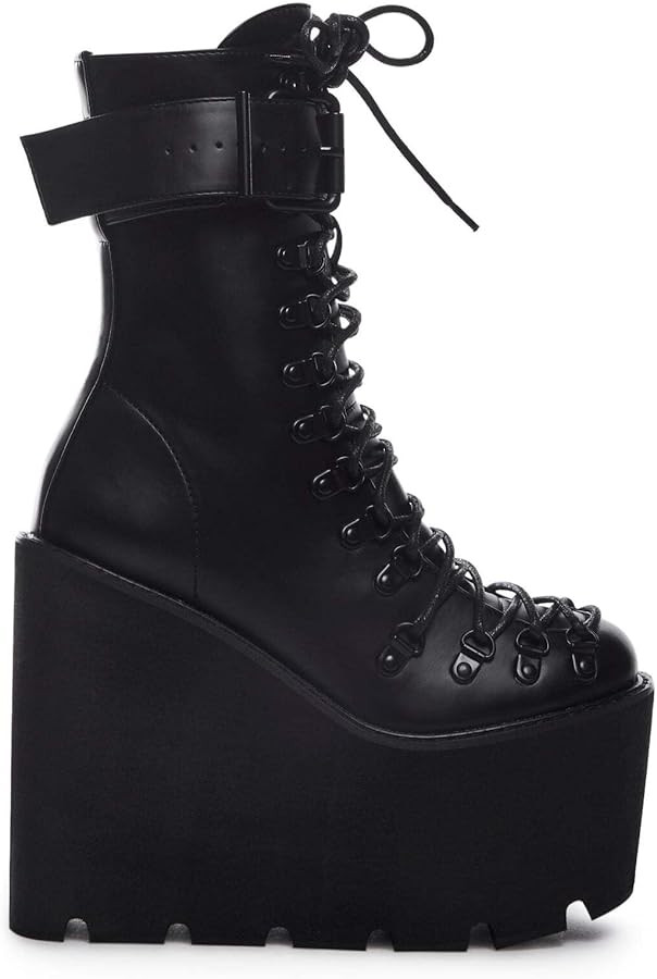 Dolls Kill Traitor Boots by Current Mood – Black Vegan Leather Platform Boots with Wedge Heels ... | Amazon (US)