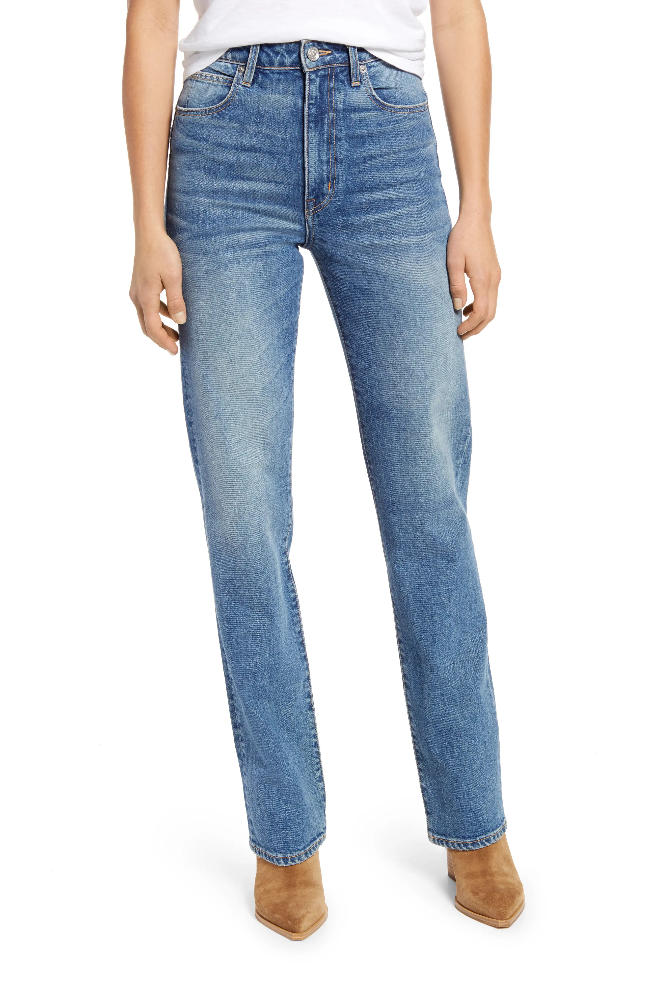 SLVRLAKE London High Waist Straight Leg Jeans, Size 23 in Blue Bird at Nordstrom | Nordstrom