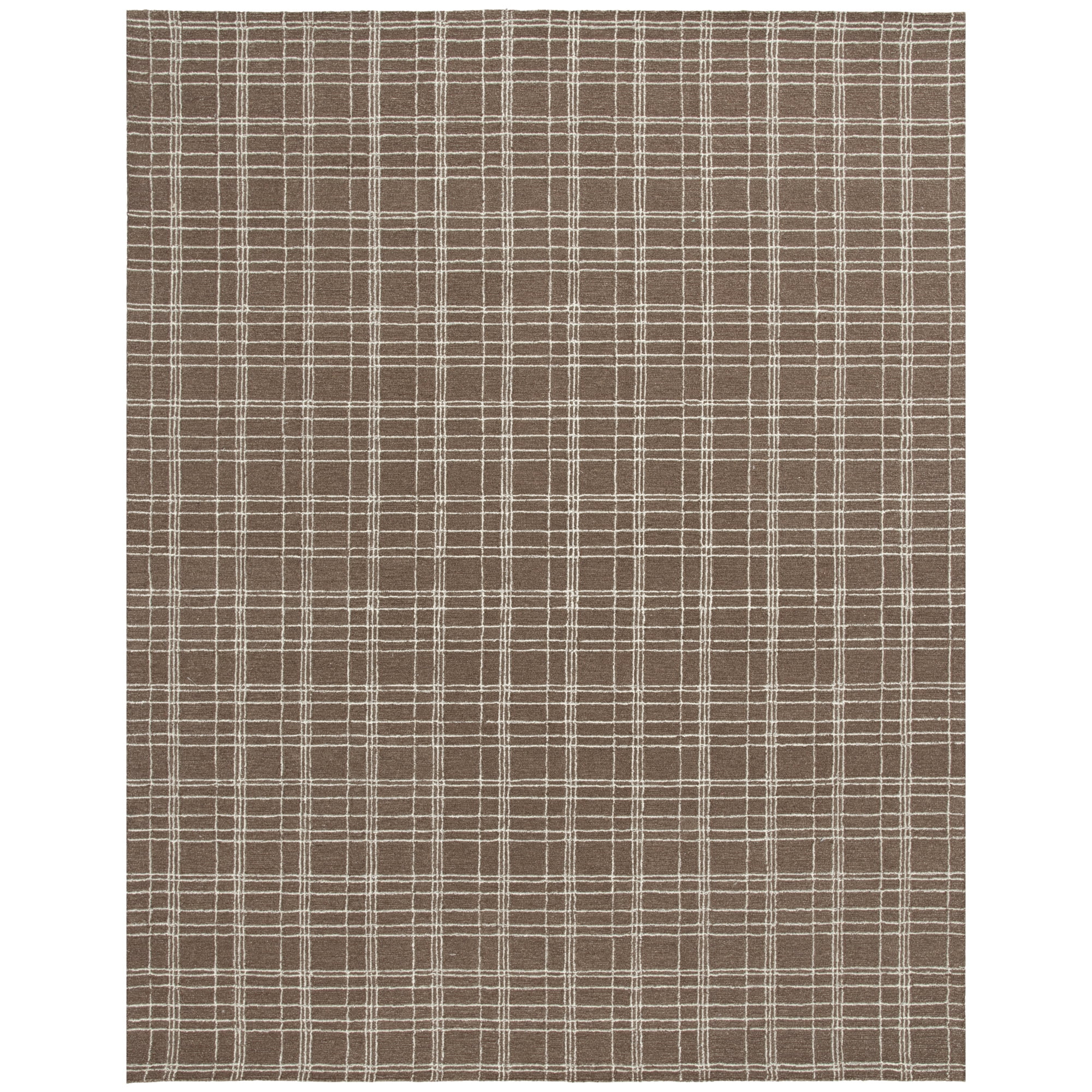 Better Homes & Gardens 7'10"x9'10" Brown Plaid Wool Indoor Area Rug | Walmart (US)