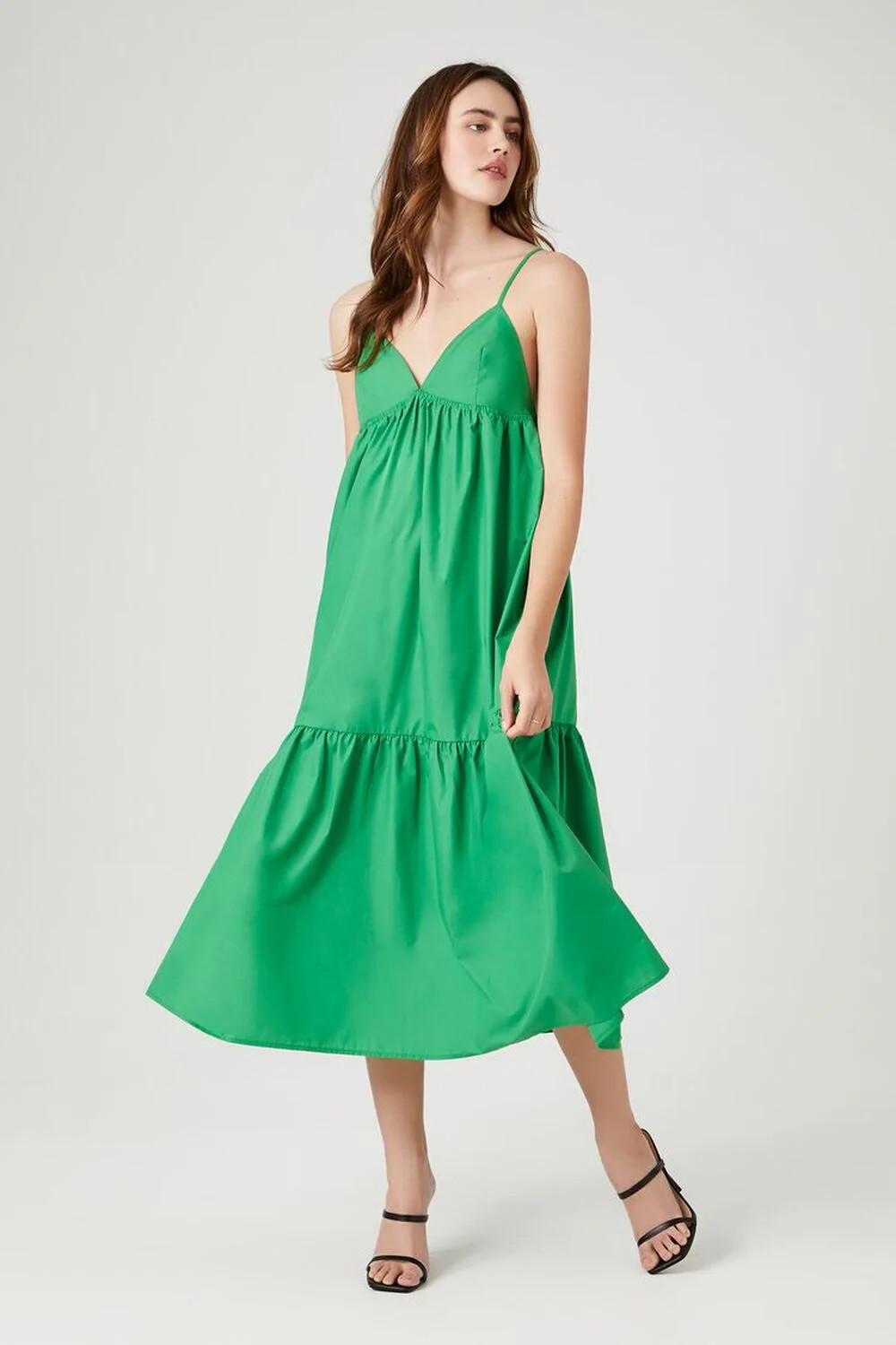 Tiered Poplin Cami Midi Dress | Forever 21 (US)