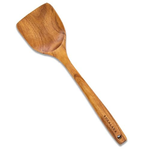 Wooden Spatulas, 1 Pcs Natural Teak Wood Spoon for Cooking Wooden Kitchen Utensil Wooden Spoons & Spurtle for Cooking | Amazon (US)