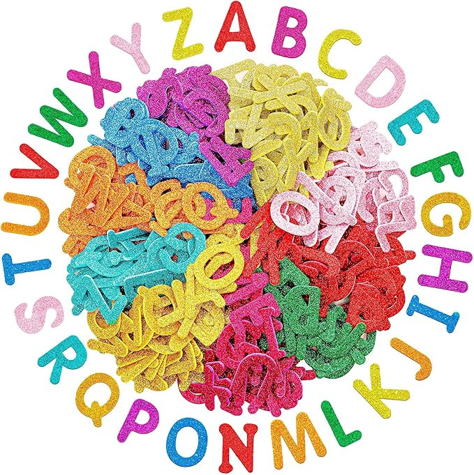 Natonhi 520 Pcs Glitter Letter Stickers Foam Self-Adhesive Alphabet Letters Shapes Stickers for K... | Amazon (US)